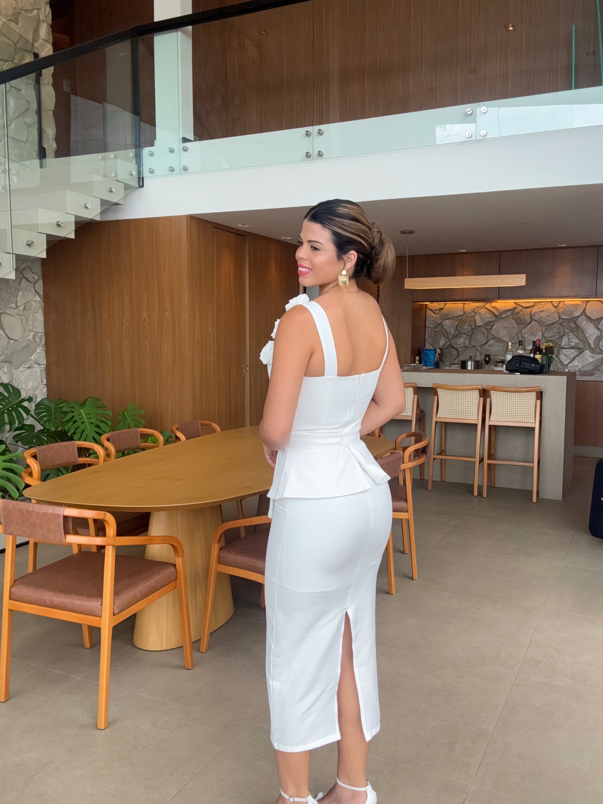 Vestido Midi em Alfaiataria Floratta