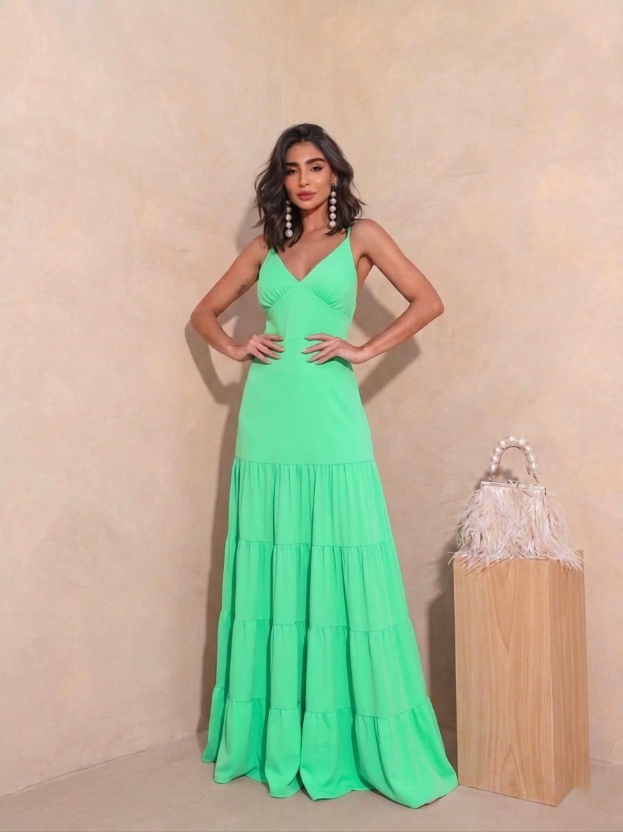 Vestido Longo com Botões nas costas Tulum