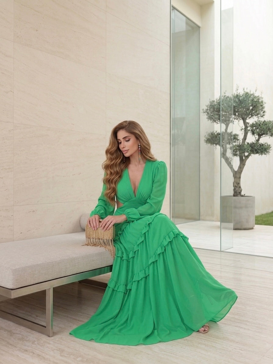 Vestido Longo com Manga Longa Santorini