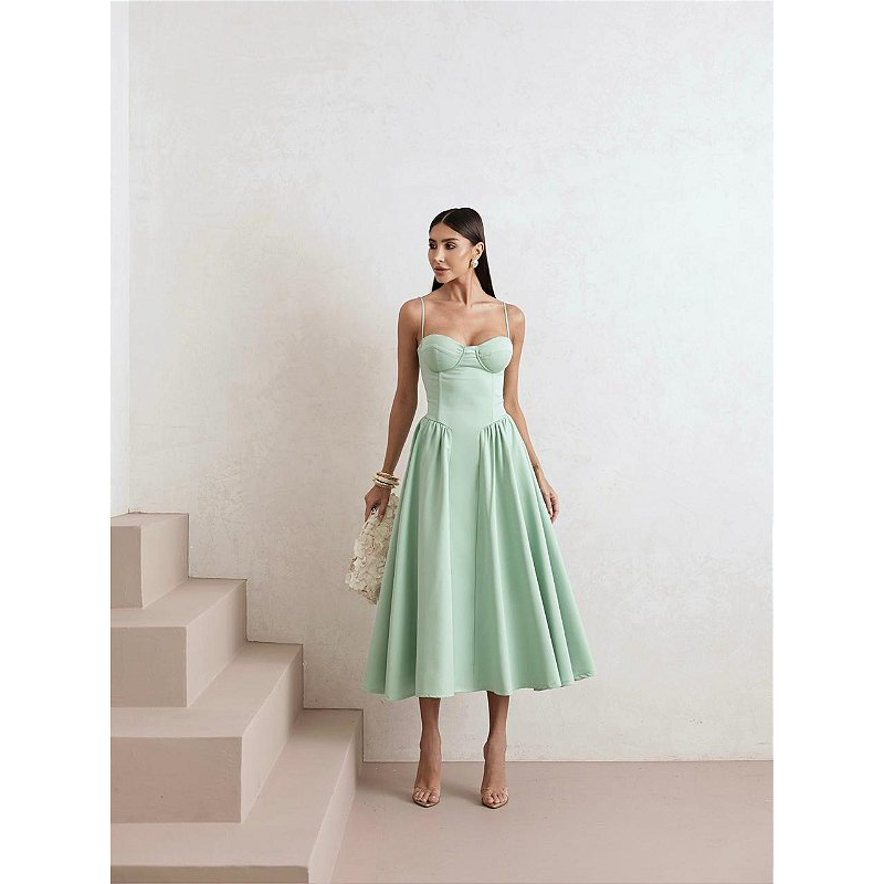 Vestido Midi de Alcinhas em Alfaiataria Itália