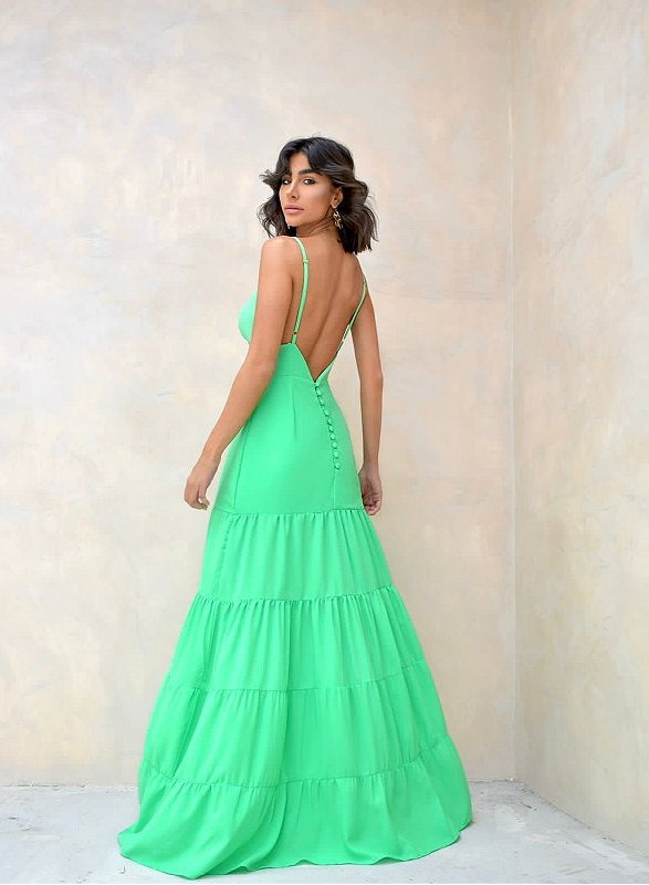 Vestido Longo com Botões nas costas Tulum