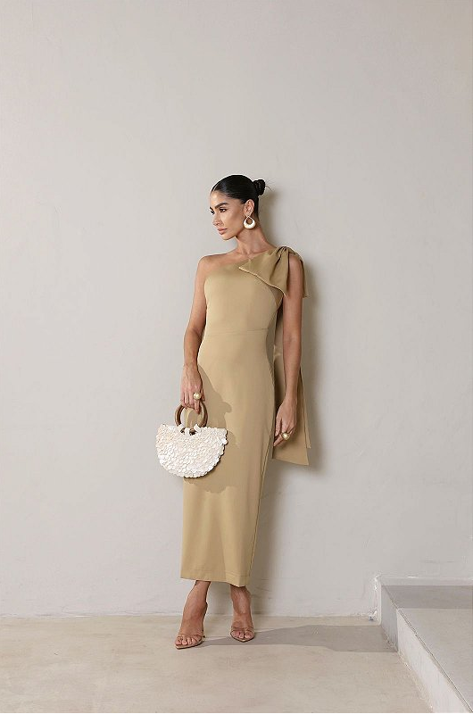 Vestido Midi Nula Manga em Alfaiataria Romenia