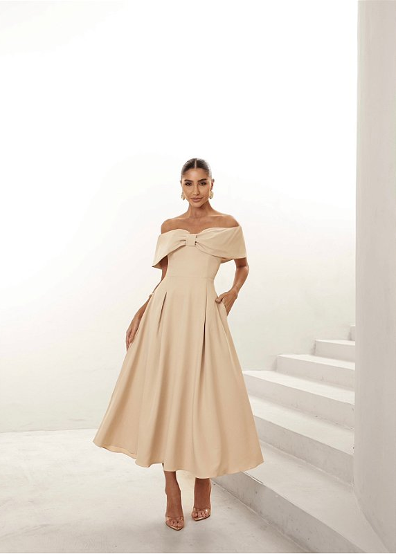Vestido Midi Ombro a Ombro Veneza