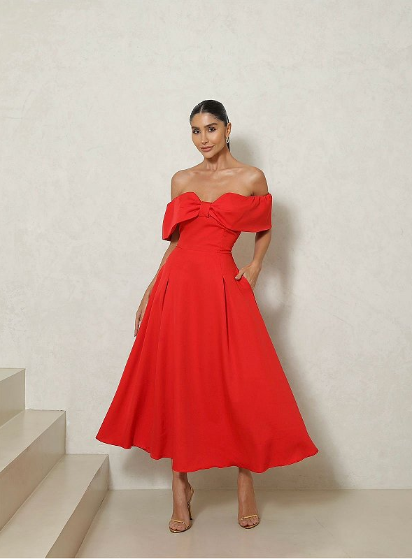 Vestido Midi Ombro a Ombro Veneza